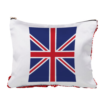 UK Flag, Τσαντάκι νεσεσέρ με πούλιες (Sequin) Κόκκινο