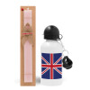 Easter Set, metallic aluminum bottle (500ml) & aromatic flat Easter candle (30cm) (PINK)