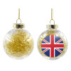 Transparent Christmas tree ball ornament with gold filling 8cm