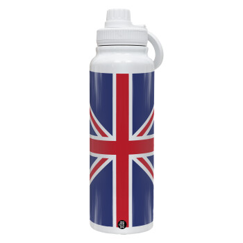 UK Flag, 1L Stainless Steel Thermal Bottle with Phone Holder & Double Wall Insulation