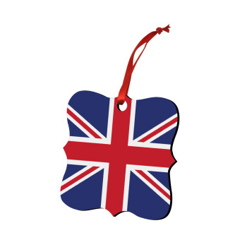 Σημαία Αγγλίας UK, Χριστουγεννιάτικο στολίδι polygon ξύλινο 7.5cm