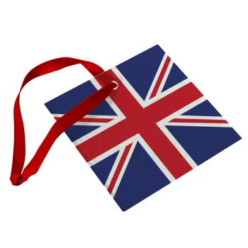 Σημαία Αγγλίας UK, Στολίδι Χριστουγεννιάτικο στολίδι γυάλινο τετράγωνο 9x9cm