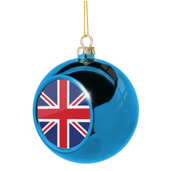 UK Flag, Blue Christmas tree ball ornament 8cm