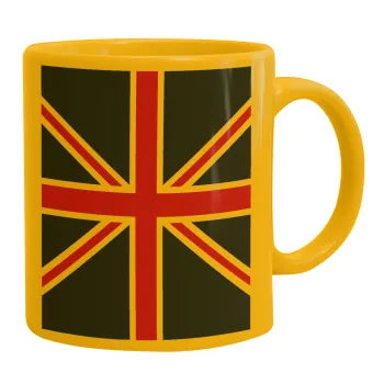 UK Flag, Ceramic coffee mug yellow, 330ml