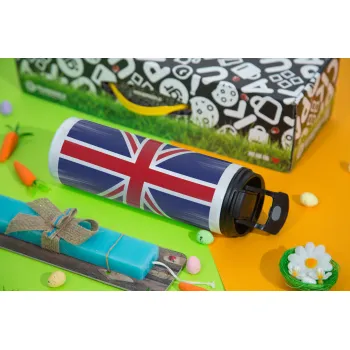 Σημαία Αγγλίας UK, Πασχαλινή Λαμπάδα με Travel Tumbler θερμό με διπλό καπάκι (600ml, BPA free) & κερί αρωματικό πλακέ (30cm) (ΤΙΡΚΟΥΑΖ)