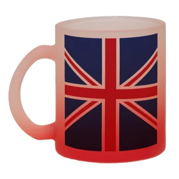 Σημαία Αγγλίας UK, Κούπα γυάλινη δίχρωμη με βάση το κόκκινο ματ, 330ml