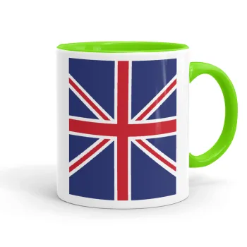 UK Flag, Mug colored light green, ceramic, 330ml