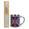 Easter Set, metallic thermal cup (300ml) & aromatic flat Easter candle (30cm) (TURQUOISE)