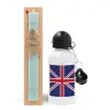 Easter Set, metallic aluminum water bottle (500ml) & scented flat candle (30cm) (TURQUOISE)