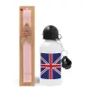 Easter Set, metallic aluminum bottle (500ml) & aromatic flat Easter candle (30cm) (PINK)