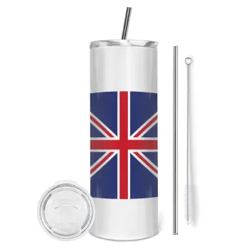 UK Flag, Tumbler stainless steel 600ml, with metal straw & cleaning brush