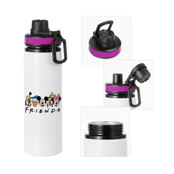 Friends characters, Metallic water bottle with safety lid, 850ml aluminum