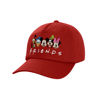 Friends characters, Πεντάφυλλο Καπέλο Ενηλίκων Baseball, 100% Βαμβακερό,  Κόκκινο (ΒΑΜΒΑΚΕΡΟ, ΕΝΗΛΙΚΩΝ, UNISEX, ONE SIZE)