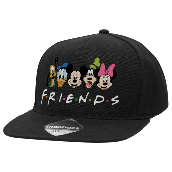 Friends characters, Καπέλο Ενηλίκων Flat Snapback Μαύρο, (POLYESTER, ΕΝΗΛΙΚΩΝ, UNISEX, ONE SIZE)