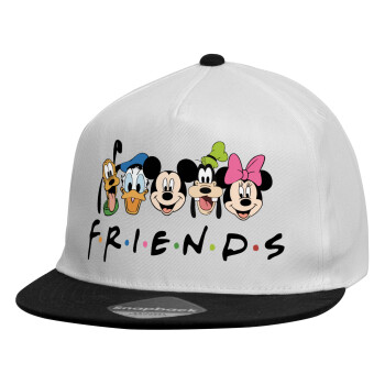 Friends characters, Καπέλο παιδικό Flat Snapback, Λευκό (100% ΒΑΜΒΑΚΕΡΟ, ΠΑΙΔΙΚΟ, UNISEX, ONE SIZE)