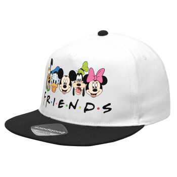 Friends characters, Καπέλο Ενηλίκων Flat Snapback Λευκό/Μαύρο, (POLYESTER, ΕΝΗΛΙΚΩΝ, UNISEX, ONE SIZE)