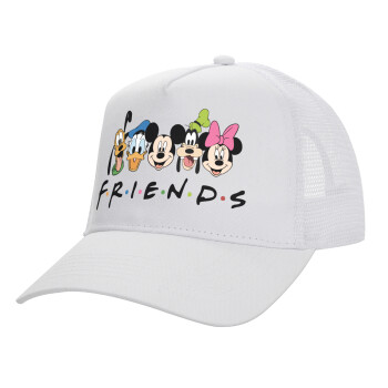 Friends characters, Καπέλο Ενηλίκων Structured Trucker, με Δίχτυ, ΛΕΥΚΟ (100% ΒΑΜΒΑΚΕΡΟ, ΕΝΗΛΙΚΩΝ, UNISEX, ONE SIZE)