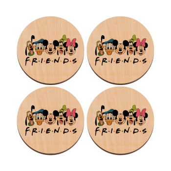 Friends characters, ΣΕΤ x4 Σουβέρ ξύλινα στρογγυλά plywood (9cm)
