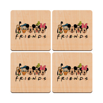 Friends characters, ΣΕΤ x4 Σουβέρ ξύλινα τετράγωνα plywood (9cm)