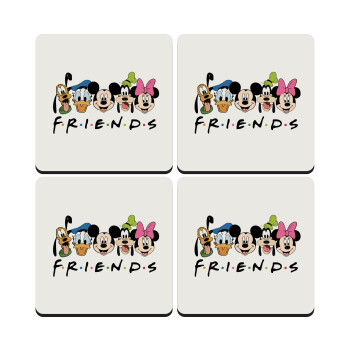 Friends characters, ΣΕΤ 4 Σουβέρ ξύλινα τετράγωνα (9cm)