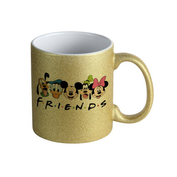 Friends characters, Κούπα Χρυσή Glitter που γυαλίζει, κεραμική, 330ml