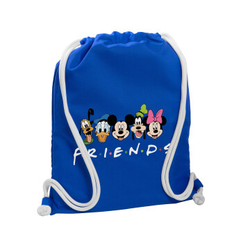 Friends characters, Τσάντα πλάτης πουγκί GYMBAG Μπλε, με τσέπη (40x48cm) & χονδρά κορδόνια