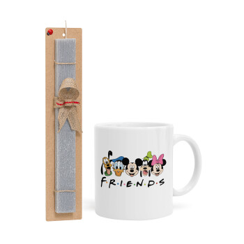 Friends characters, Πασχαλινό Σετ, Κούπα κεραμική (330ml) & πασχαλινή λαμπάδα αρωματική πλακέ (30cm) (ΓΚΡΙ)