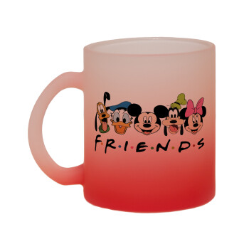 Friends characters, Κούπα γυάλινη δίχρωμη με βάση το κόκκινο ματ, 330ml