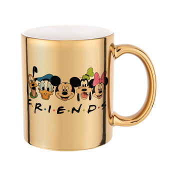 Friends characters, Mug ceramic, gold mirror, 330ml
