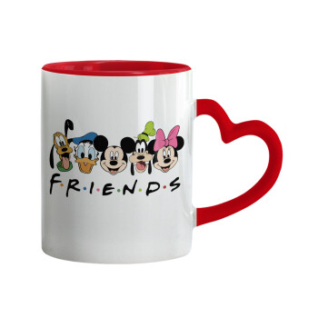 Friends characters, Κούπα καρδιά χερούλι κόκκινη, κεραμική, 330ml