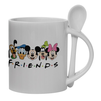 Friends characters, Ceramic coffee mug with Spoon, 330ml (1pcs)