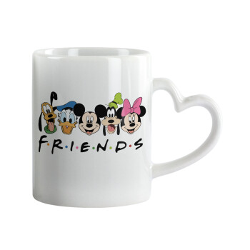 Friends characters, Κούπα καρδιά χερούλι λευκή, κεραμική, 330ml