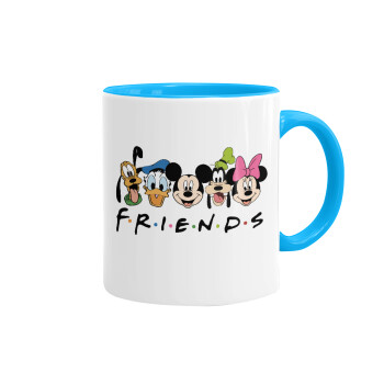 Friends characters, Κούπα χρωματιστή γαλάζια, κεραμική, 330ml