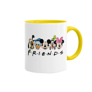 Friends characters, Κούπα χρωματιστή κίτρινη, κεραμική, 330ml