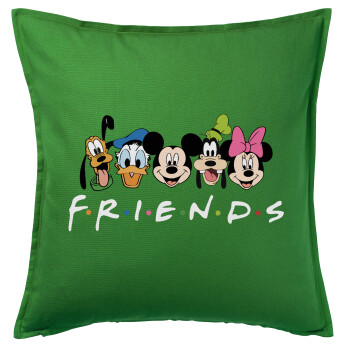 Friends characters, Μαξιλάρι καναπέ Πράσινο 100% βαμβάκι, περιέχεται το γέμισμα (50x50cm)