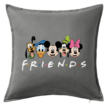 Friends characters, Μαξιλάρι καναπέ Γκρι 100% βαμβάκι, περιέχεται το γέμισμα (50x50cm)