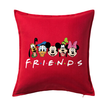 Friends characters, Μαξιλάρι καναπέ Κόκκινο 100% βαμβάκι, περιέχεται το γέμισμα (50x50cm)