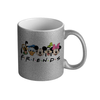 Friends characters, Κούπα Ασημένια Glitter που γυαλίζει, κεραμική, 330ml