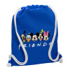 Backpack pouch GYMBAG Blue, with pocket (40x48cm) & thick cords