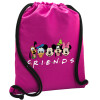 Backpack pouch GYMBAG Fuchsia, with pocket (40x48cm) & thick cords