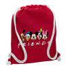 Backpack pouch GYMBAG Red, with pocket (40x48cm) & thick cords