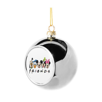 Friends characters, Silver 8cm Christmas tree ball ornament