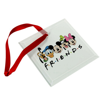 Friends characters, Χριστουγεννιάτικο στολίδι γυάλινο τετράγωνο 9x9cm
