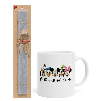 Friends characters, Easter Set, Ceramic Cup (330ml) & Easter aromatic flat candle (30cm) (GRAY)