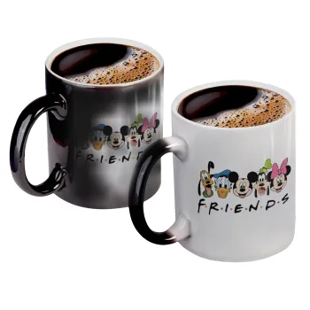 Friends characters, Color changing magic Mug, ceramic, 330ml when adding hot liquid inside, the black colour desappears (1 pcs)