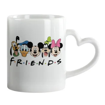Friends characters, Κούπα καρδιά χερούλι λευκή, κεραμική, 330ml