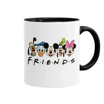 Friends characters, Κούπα χρωματιστή μαύρη, κεραμική, 330ml