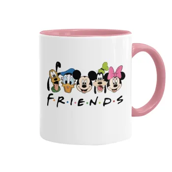 Friends characters, Κούπα χρωματιστή ροζ, κεραμική, 330ml