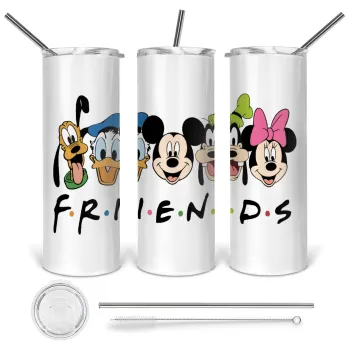 Friends characters, Tumbler ποτήρι θερμό από ανοξείδωτο ατσάλι 600ml, με μεταλλικό καλαμάκι & βούρτσα καθαρισμού