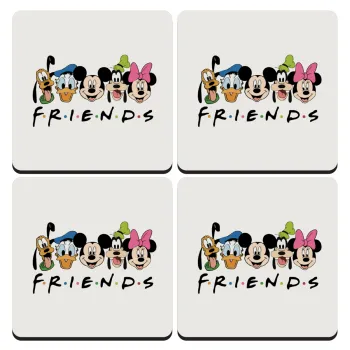 Friends characters, ΣΕΤ 4 Σουβέρ ξύλινα τετράγωνα (9cm)
